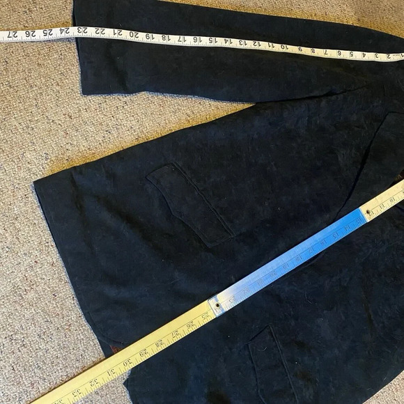 VTG Back At The Ranch Western Black Sued Suit Jacked Blazer Women Sz L 2 Button - Picture 3 of 12